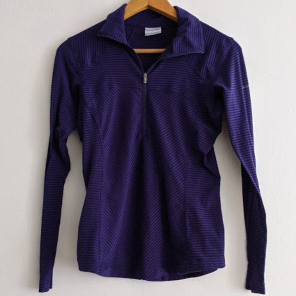 Columbia Purple/Black Striped Half-Zip Pullover S - Picture 1 of 9